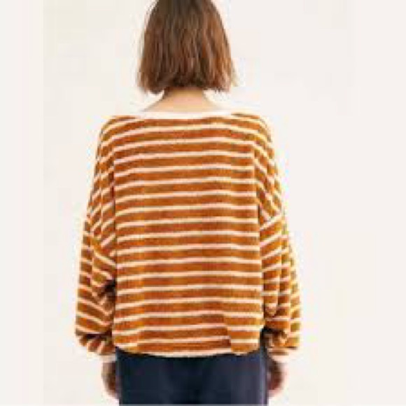 Free People size XS Cozy Striped Brown and White Sweater - Picture 5 of 7